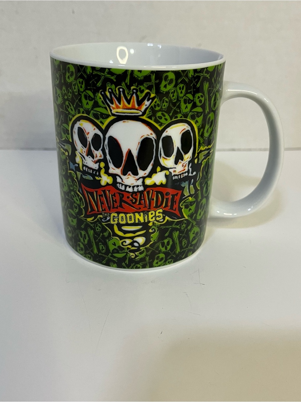 Warner Bros. The Goonies 'Never Say Die' Skull Green Black Coffee Mug